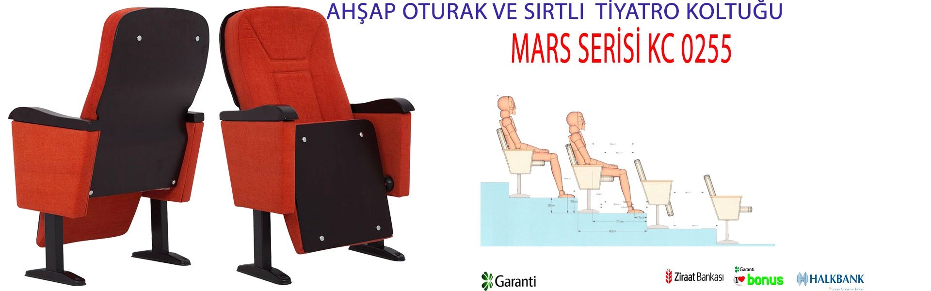 AHŞAP OTURAK VE SIRTLI  TİYATRO KOLTUĞU