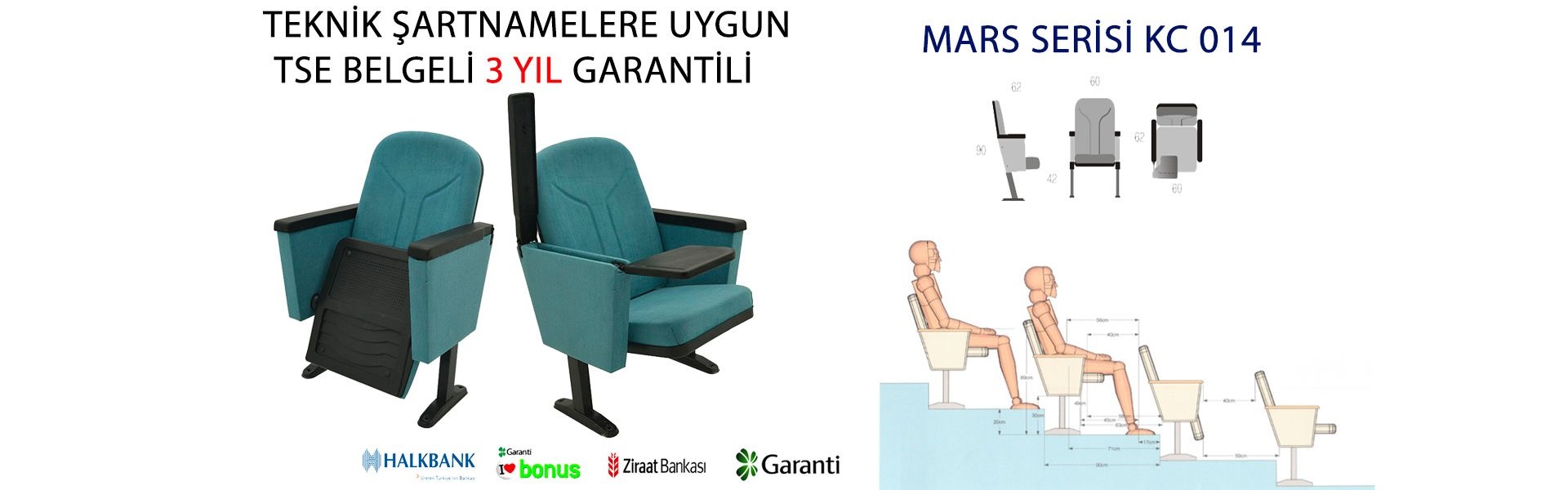 Katlanabilir Kapalı Kol Gizli Yazı Tablalı Konferans Koltuğu KC 014