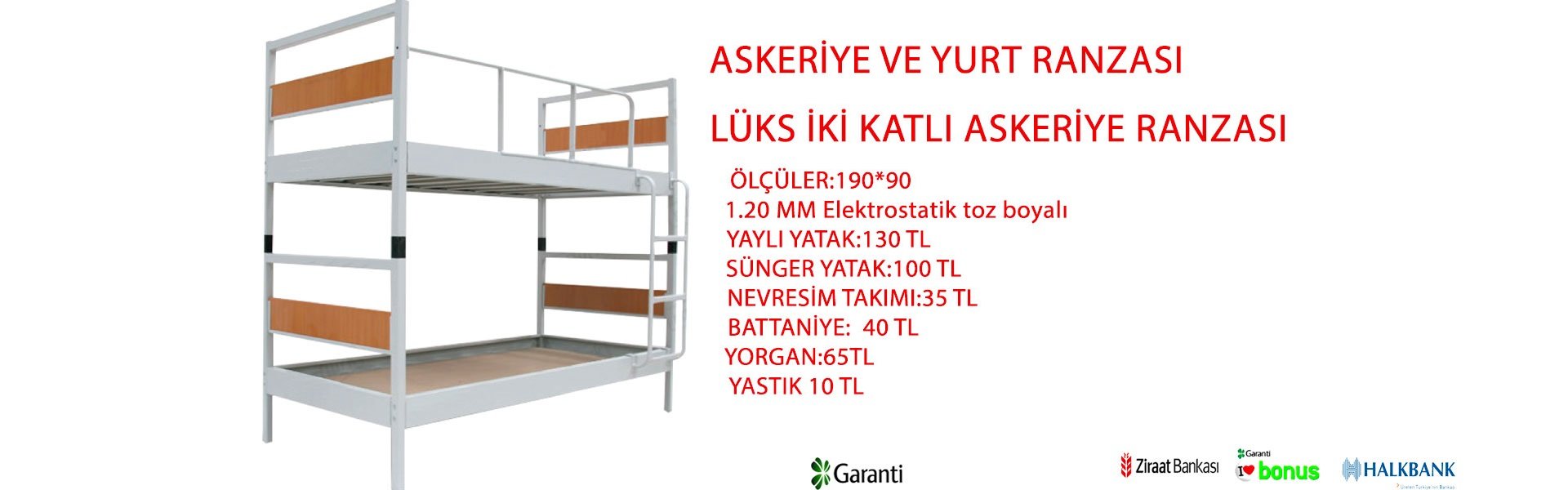 LÜKS İKİ KATLI ASKERİYE VE YURT RANZASI