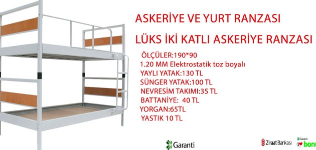 LÜKS İKİ KATLI ASKERİYE VE YURT RANZASI